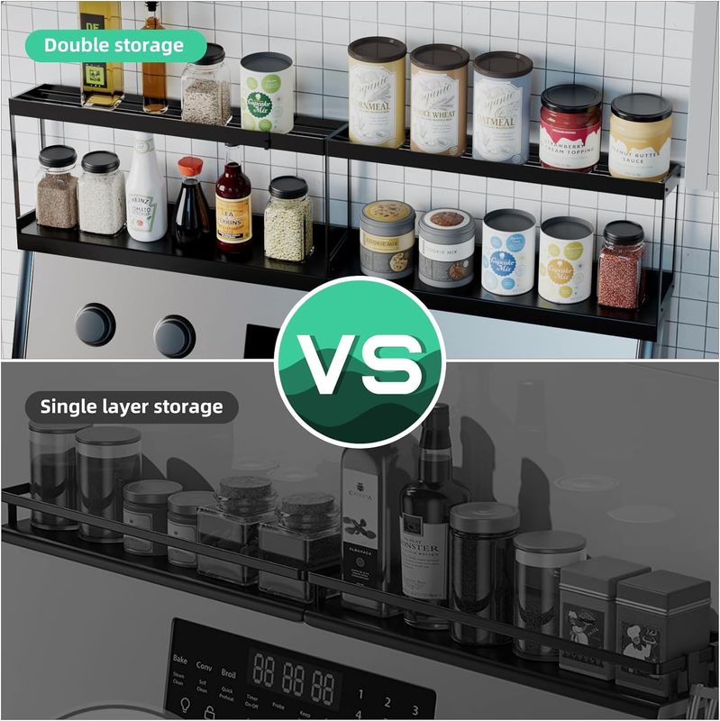 قفسه ی مغناطیسی دو لایه ای برای ذخیره سازی قفسه ی آشپزخانه برای تنظیم کننده ی بالای اجاق